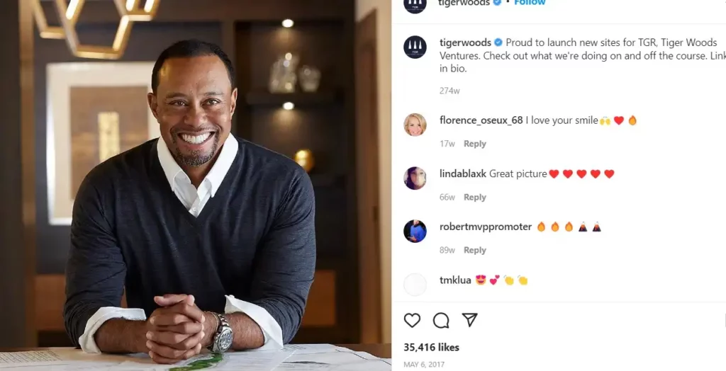Social Media Account of Tiger Woods